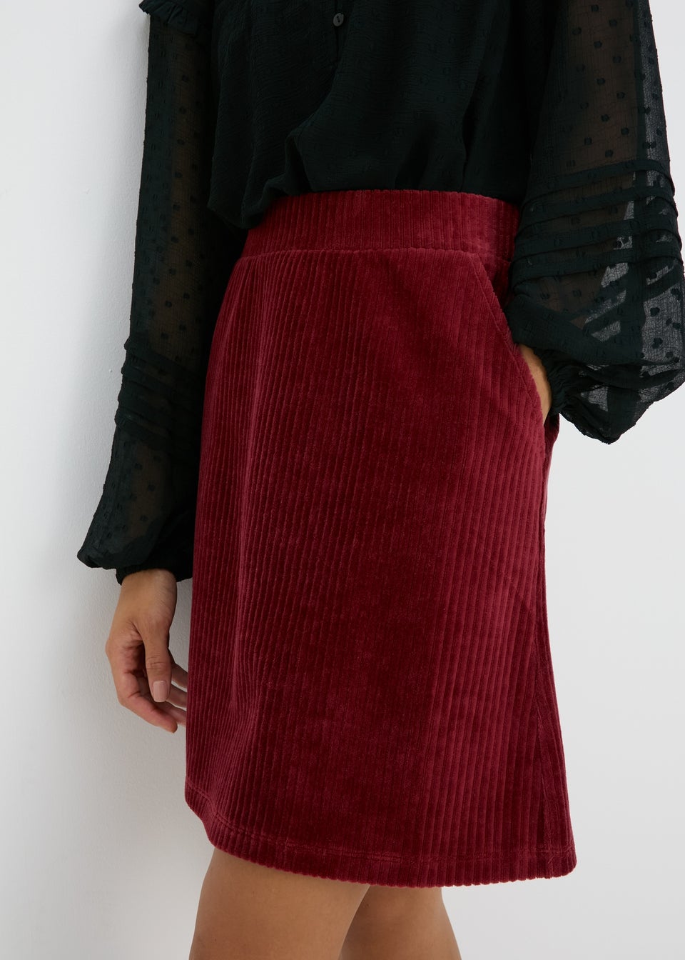 Burgundy Cord Mini Skirt Matalan