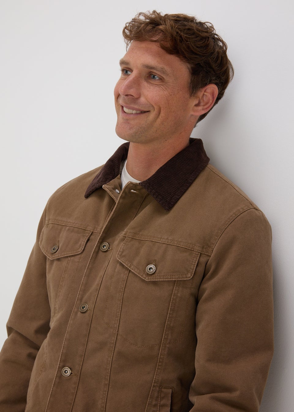 Tan button up jacket online