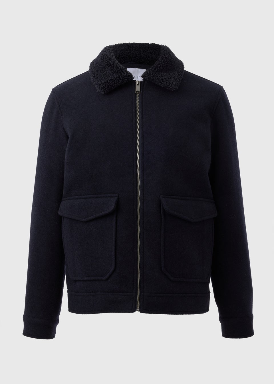 Navy Borg Collar Smart Jacket