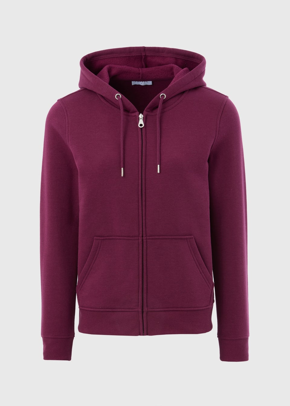 Womens burgundy zip up hoodie top