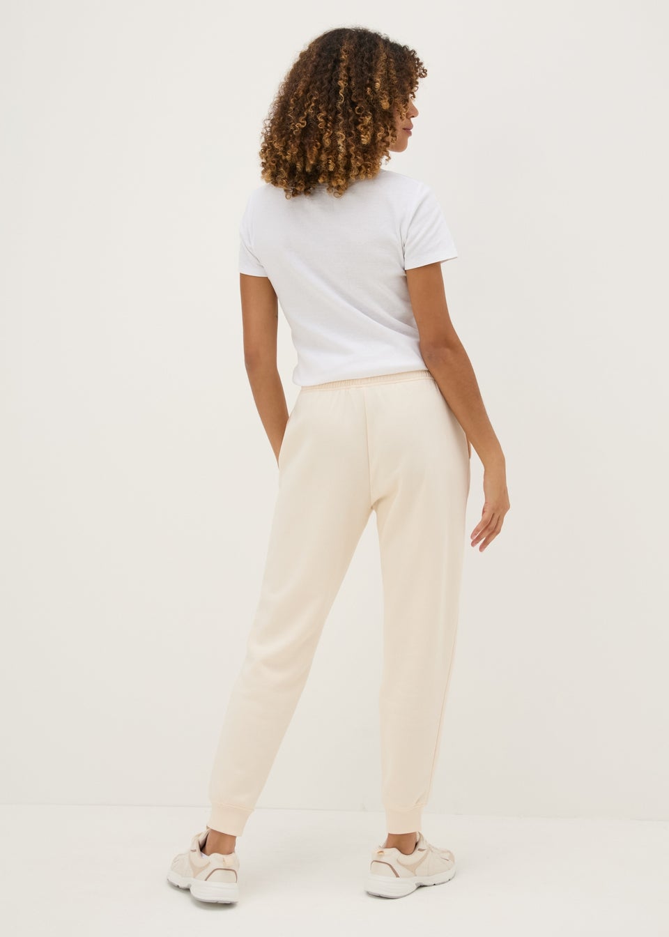 Cream Tapered Leg Jogging Bottoms