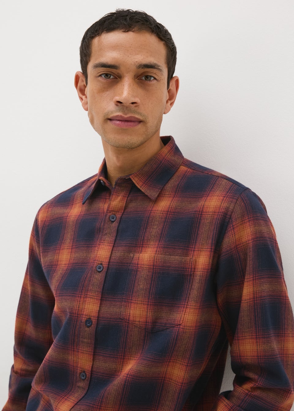 Orange Check Flannel Shirt