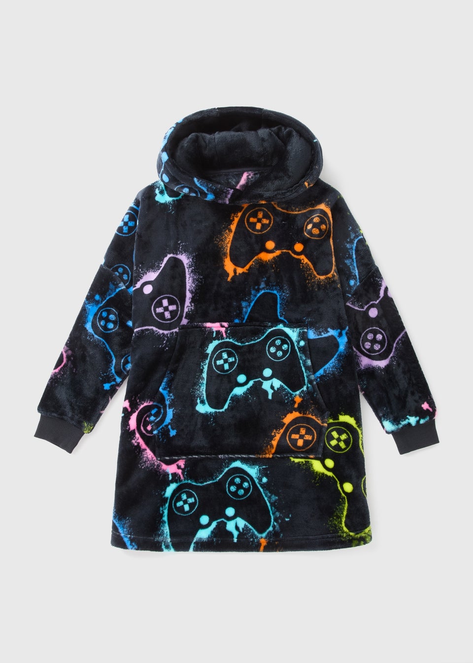 Boys Black Gaming Snuggle Hoodie 7 15yrs Matalan
