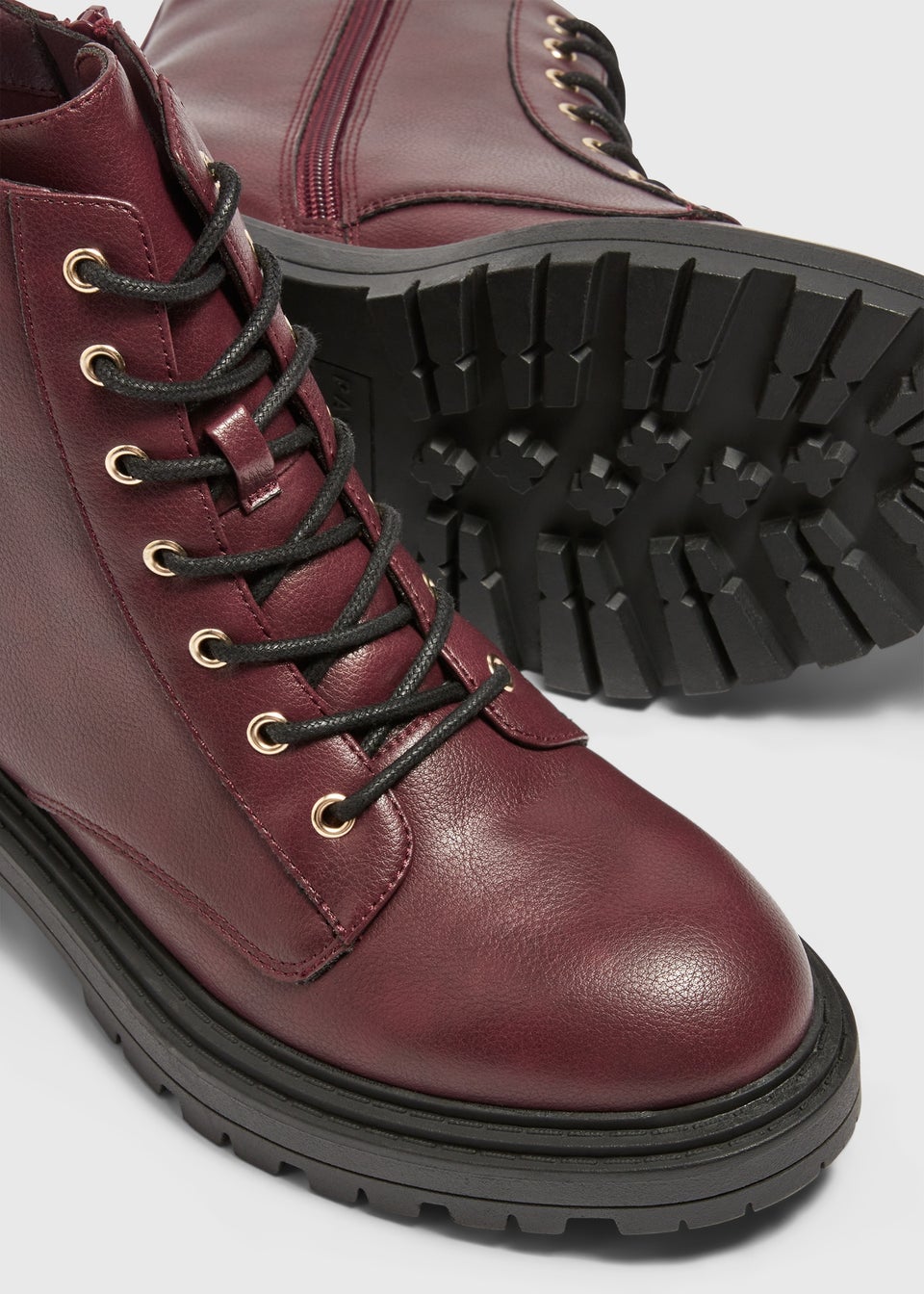 Burgundy Lace Up Boots Matalan