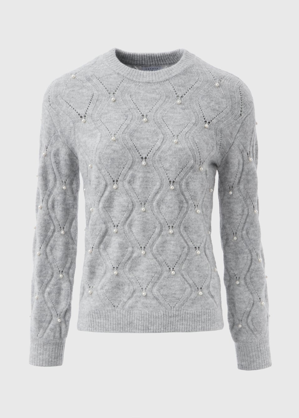Grey pearl embellished jumper on sale