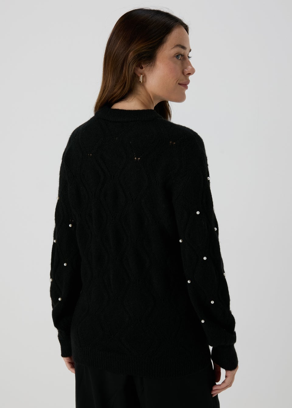 Black pearl embellished jumper deals