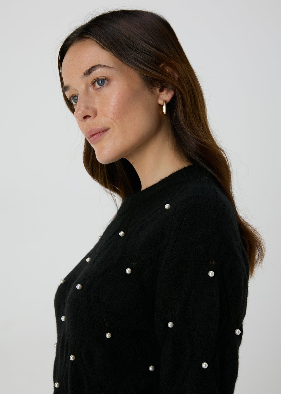 Black pearl embellished jumper clearance