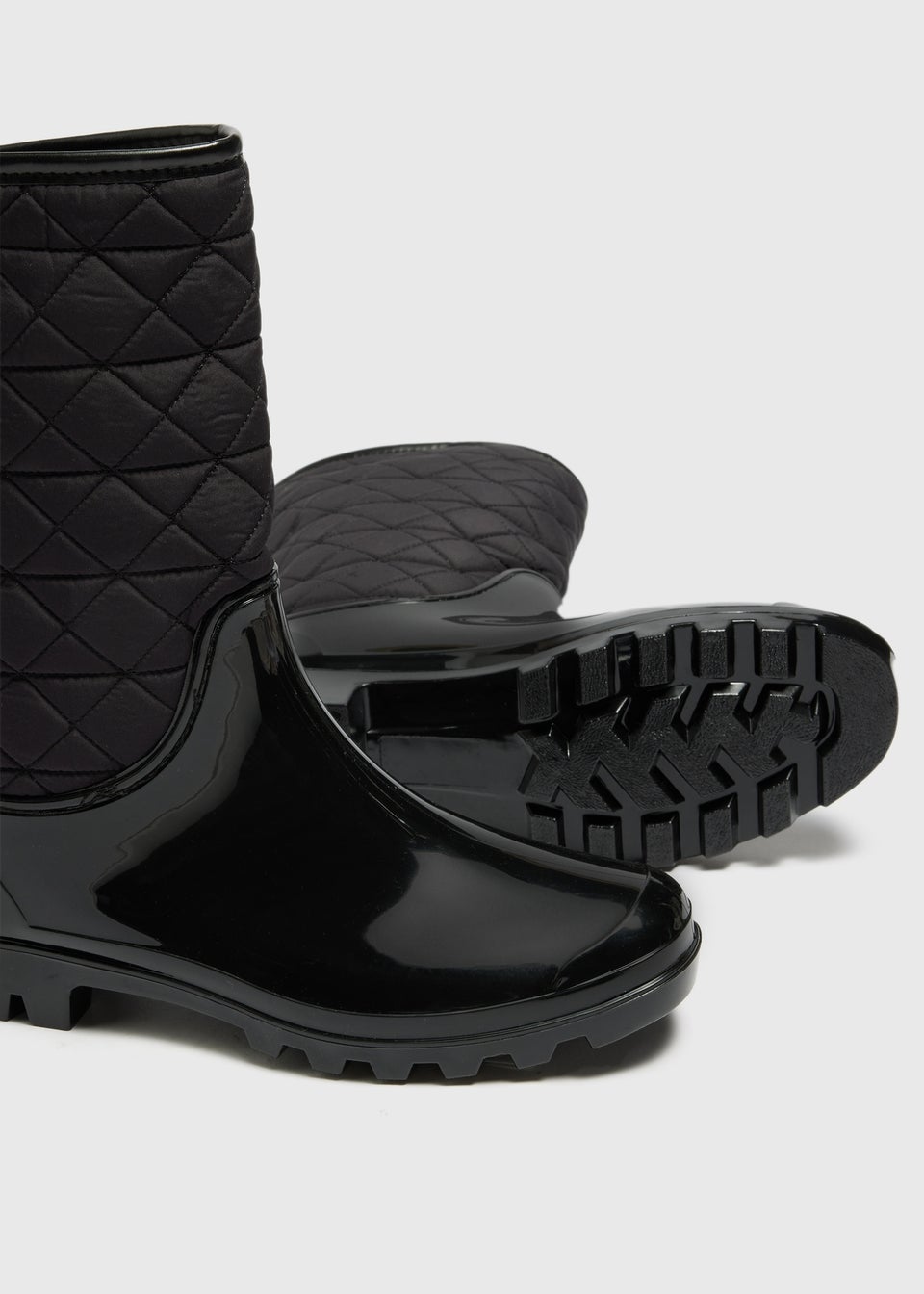 Black Quilt Wellies Matalan