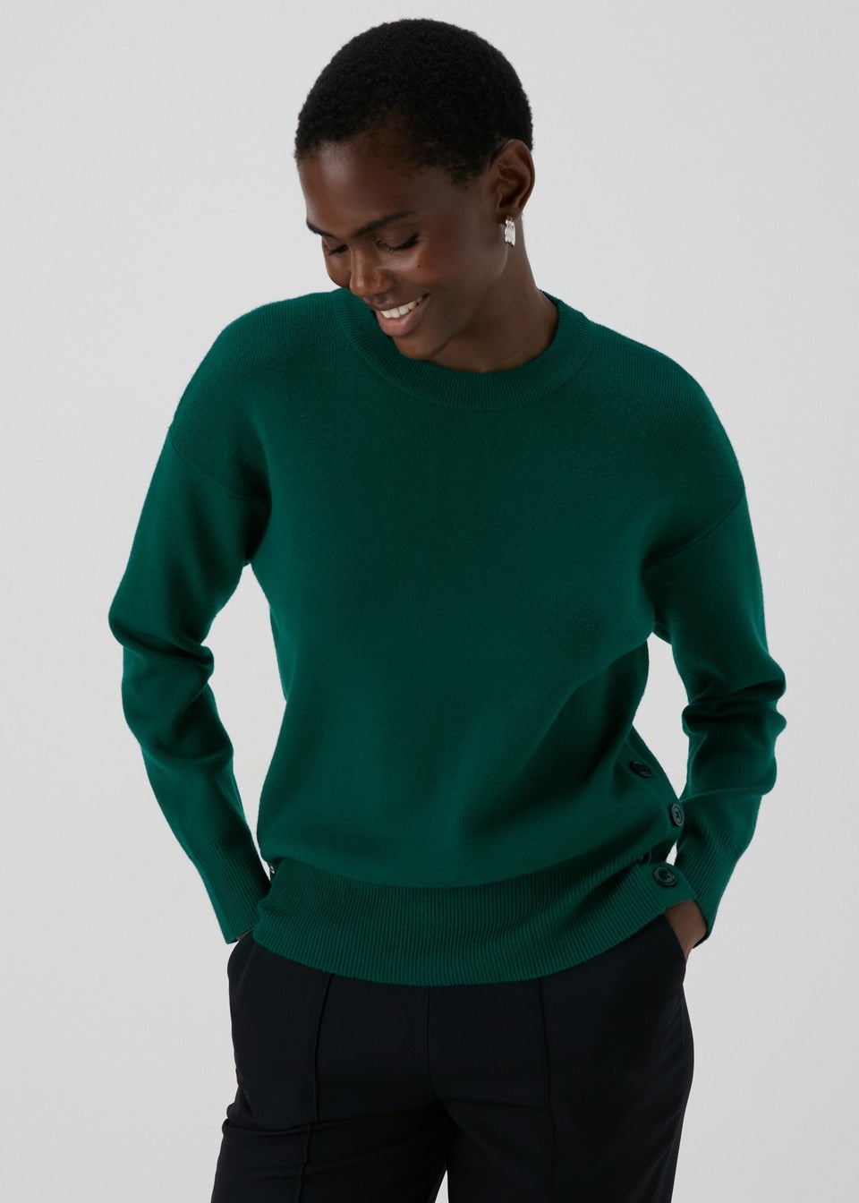 Green button sweater sale