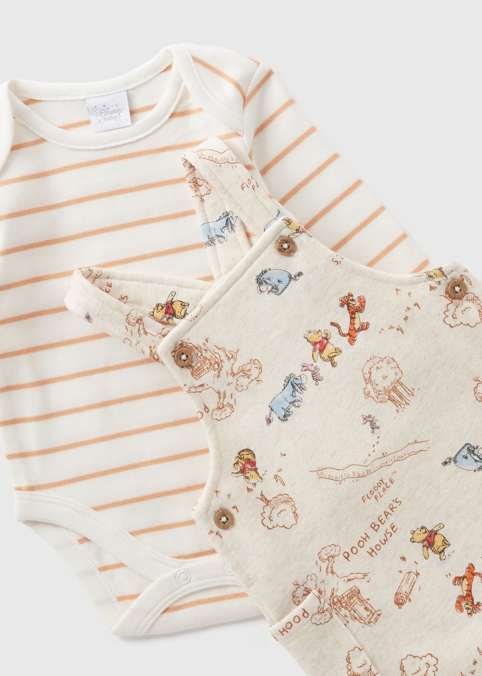 Winnie The Pooh Baby Cream Tigger Dungaree & Top Set (Newborn-18mths)