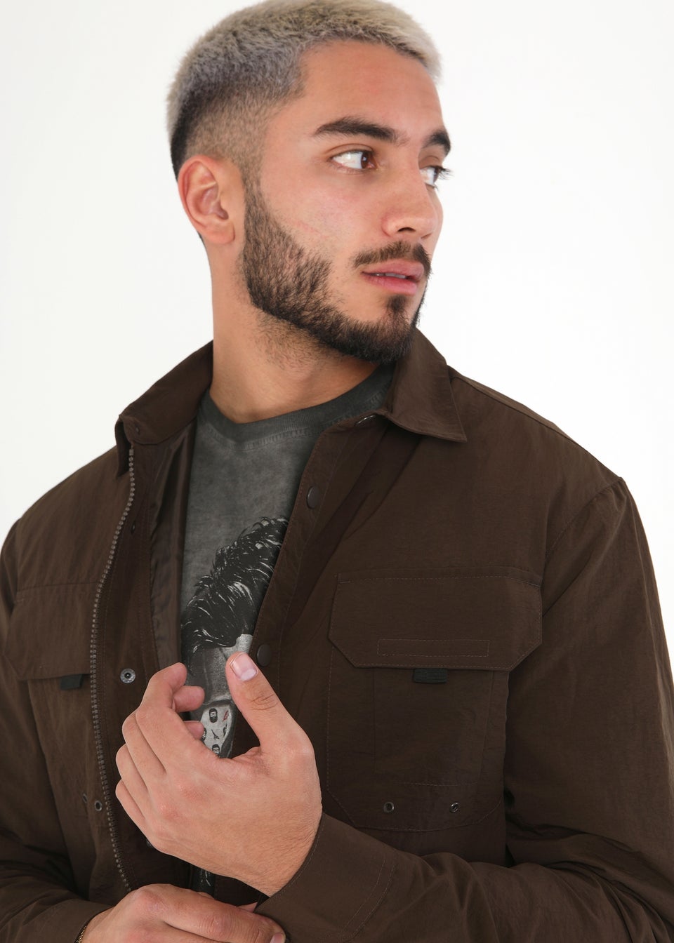 Brave Soul Brown Pearson Lightweight Shacket