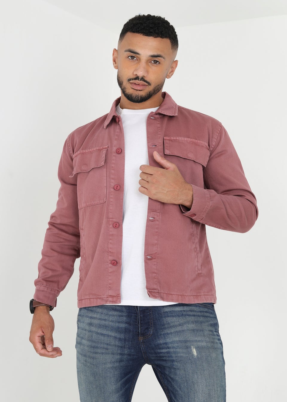 Brave Soul Pink Rio Cotton Twill Shacket