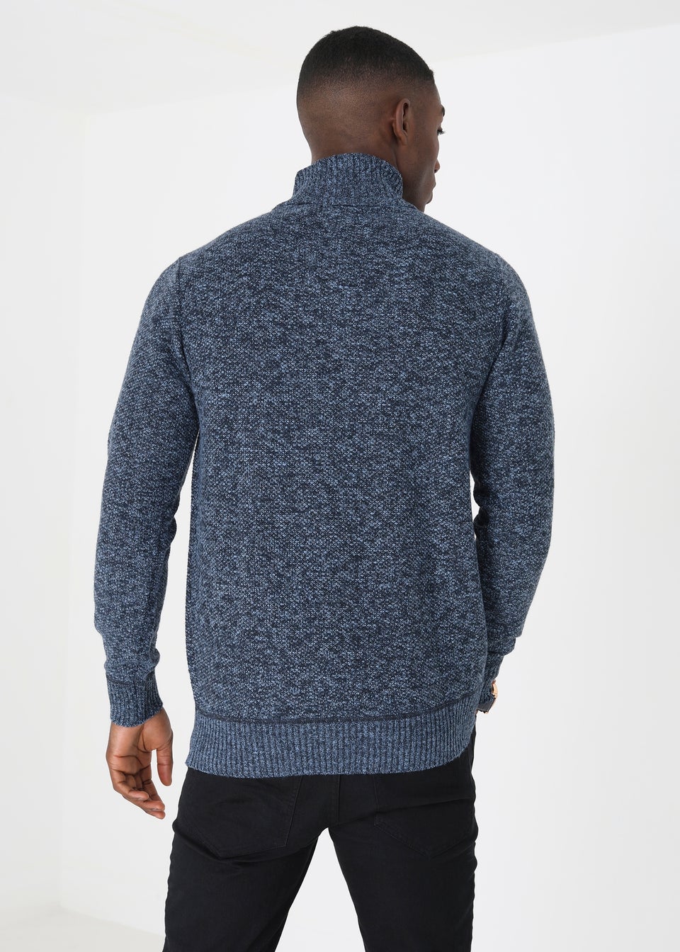 Brave Soul Navy Quarter Zip Knitted Jumper
