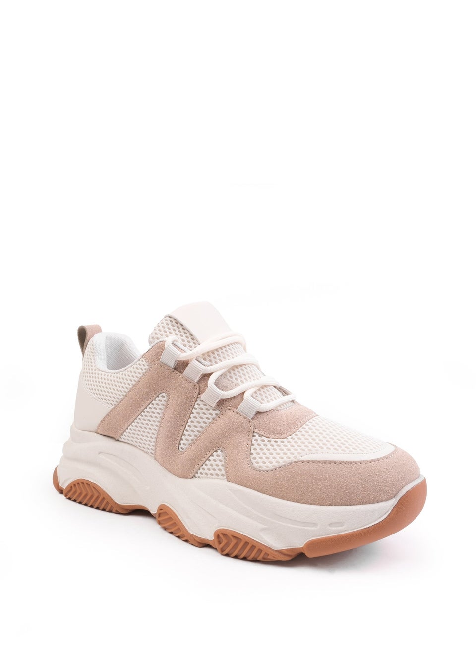 Where's That From Cream Chunky Sole Mesh Trainers