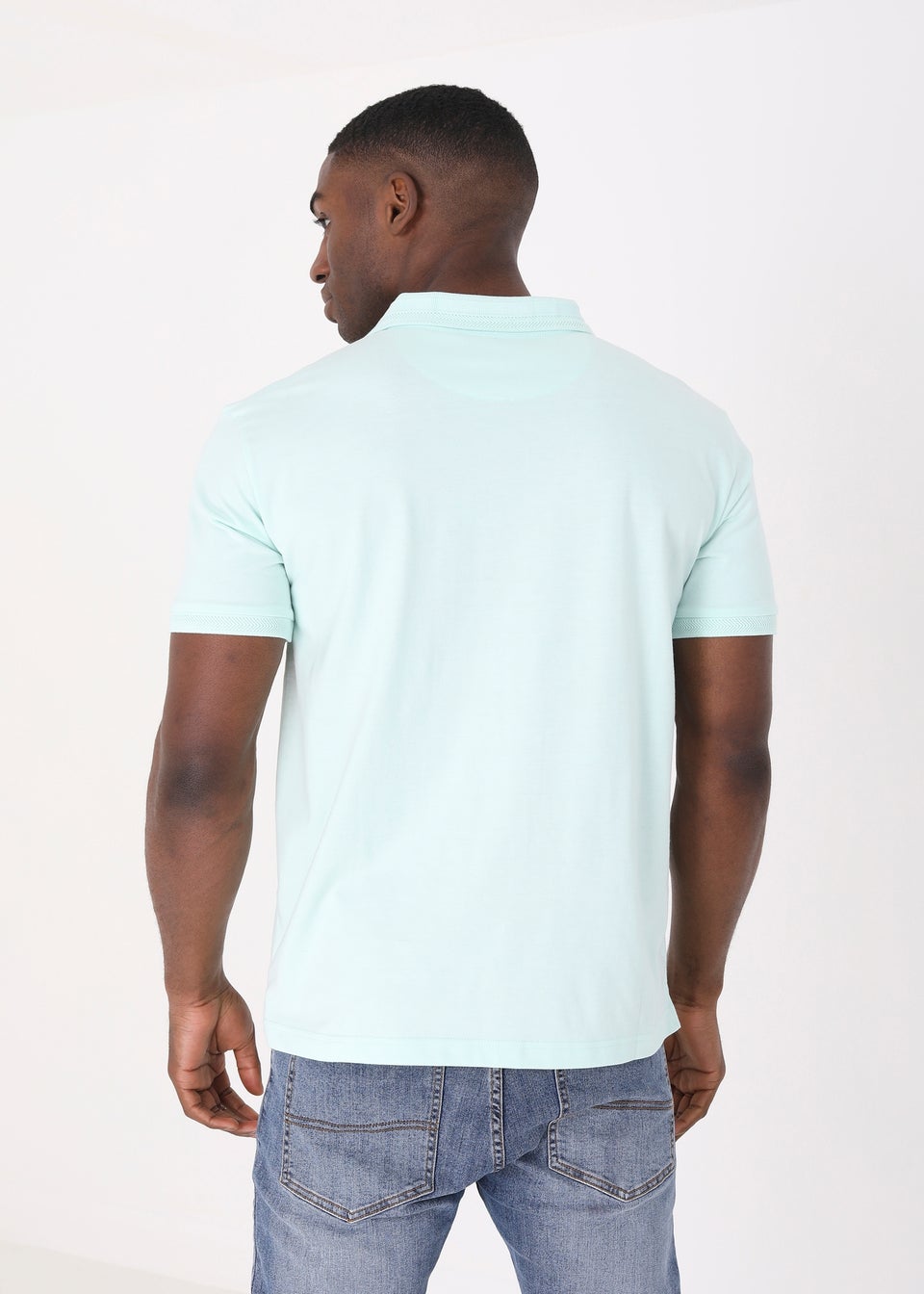 Brave Soul Soft Green Dominican Short Sleeve Jacquard Trim Polo Shirt