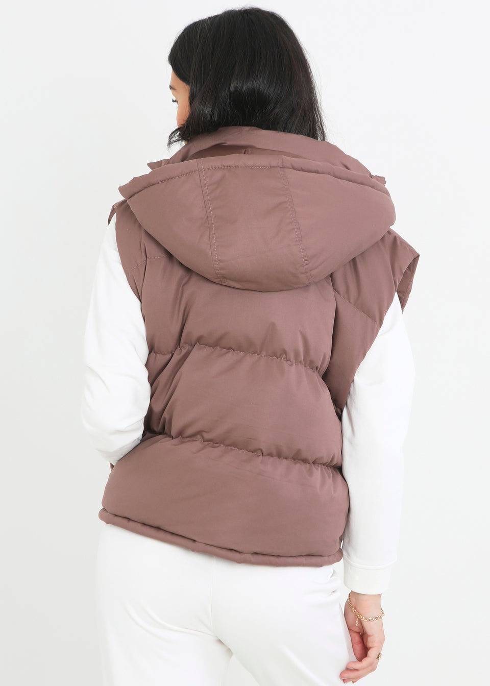 Brave Soul Brown Mila Cropped Hooded Padded Gilet