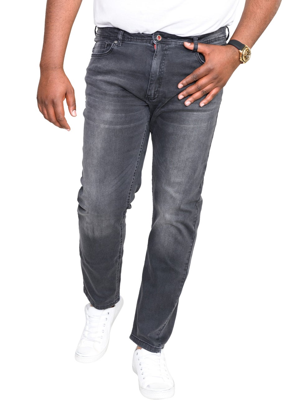 Duke Grey Benson King Size Tapered Fit Stretch Jeans