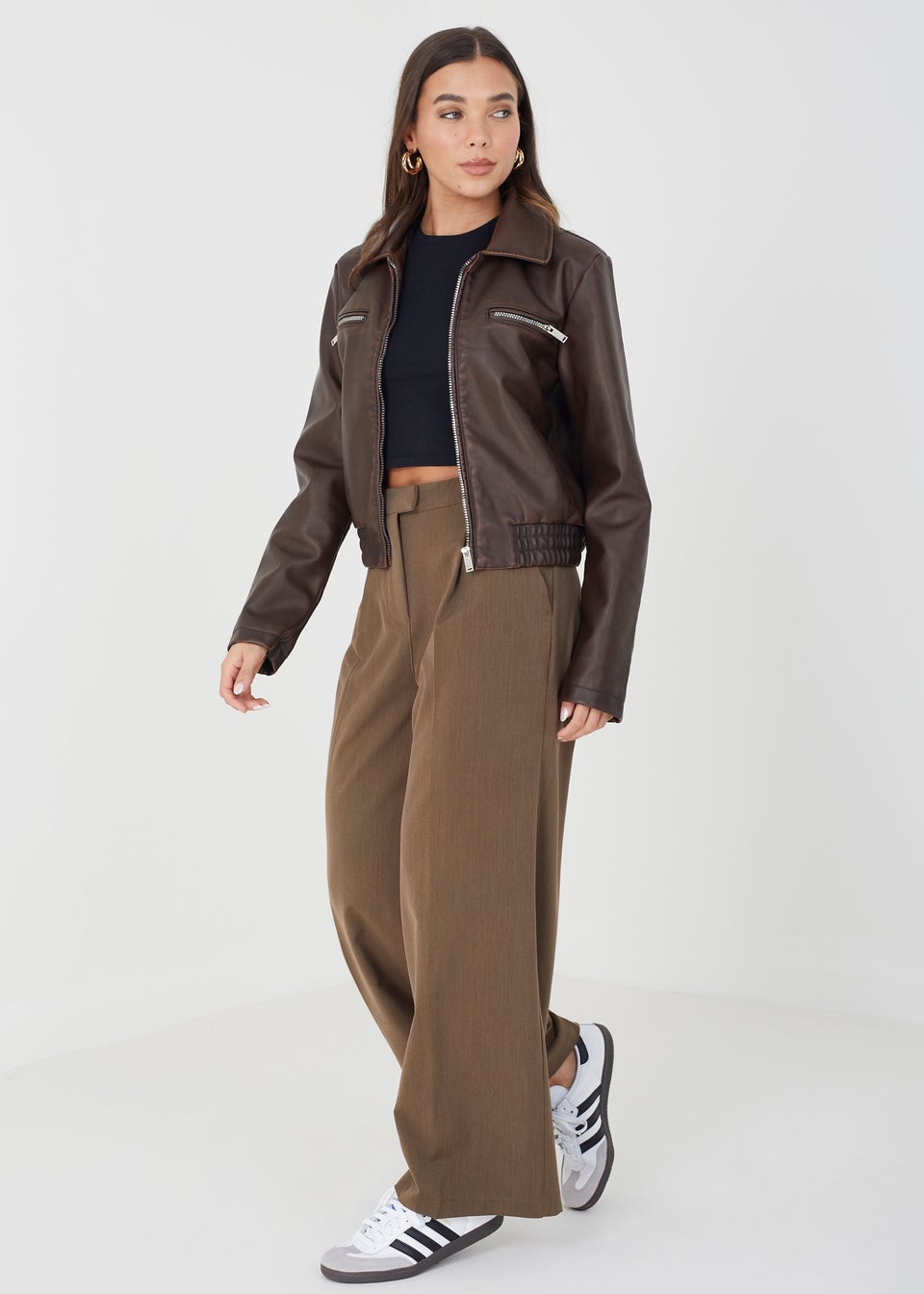 Brave Soul Brown Vintage PU Short Jacket