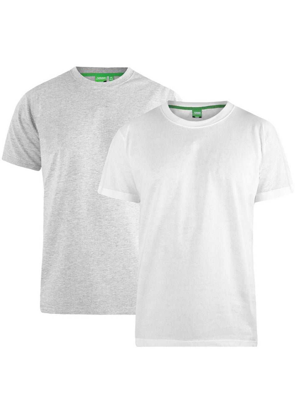 Duke Grey/White Fenton Kingsize Round Neck T-shirts (Pack of 2)