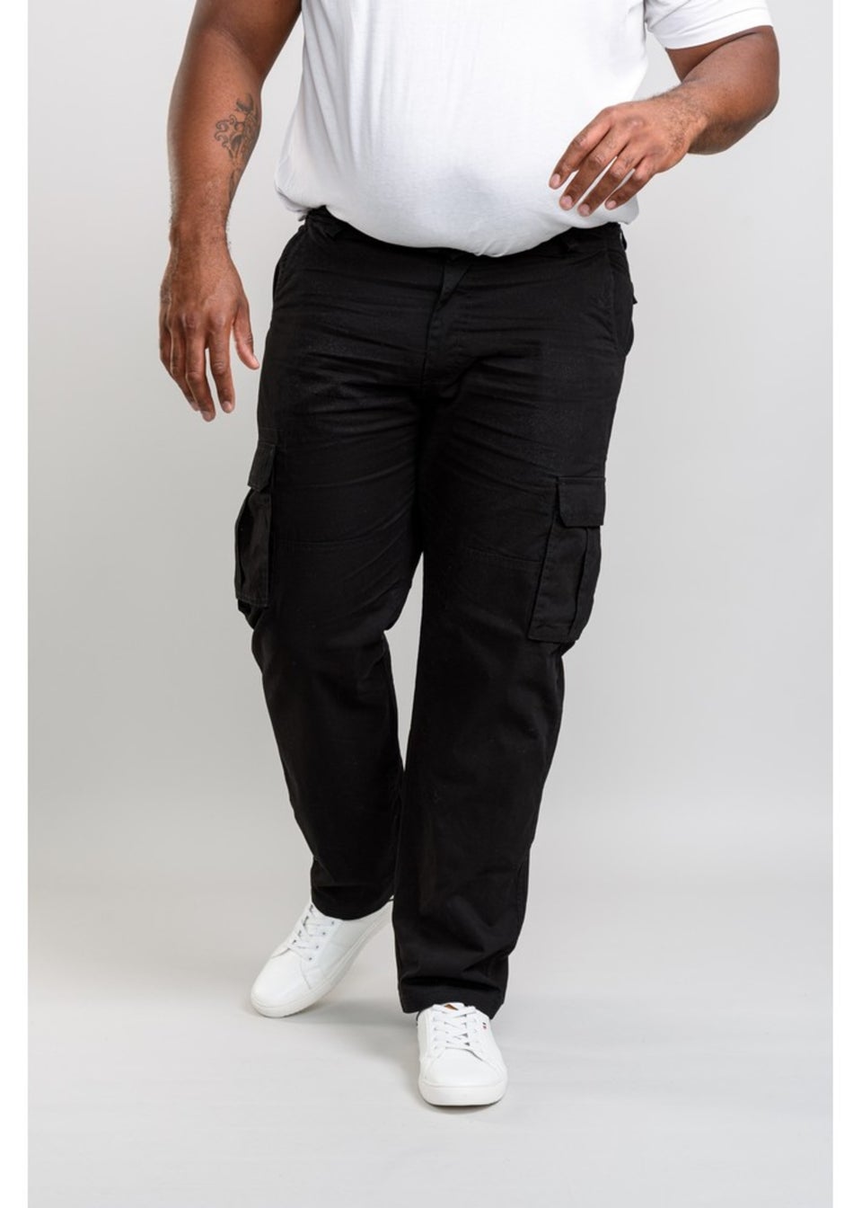 Duke Black Robert-D555 Peached And Washed Cotton Cargo Trousers
