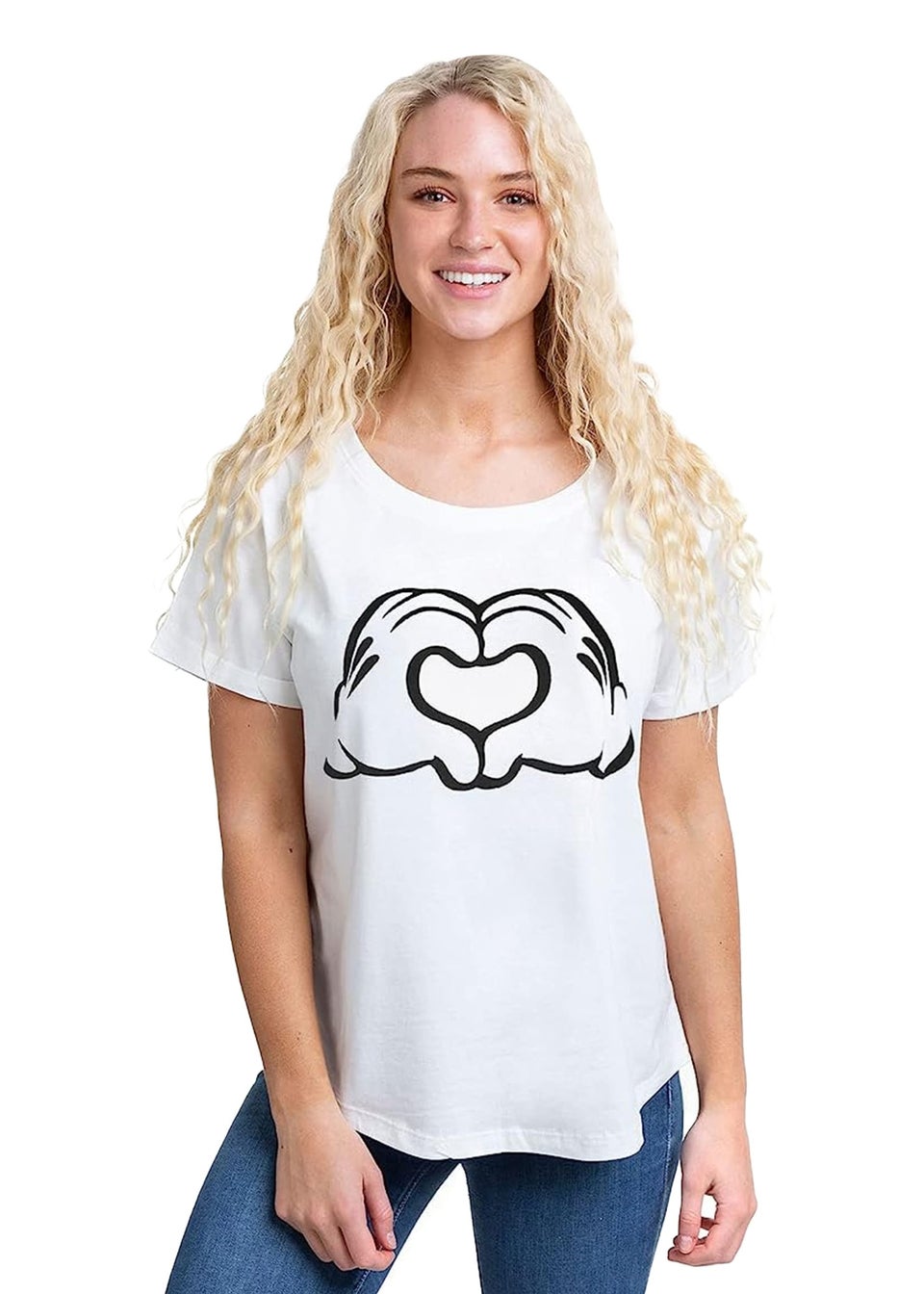 Disney White Love Hands Mickey Mouse T-Shirt