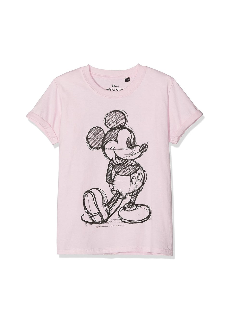 Disney Girls Pink Mickey Mouse Sketch T-Shirt (7-10yrs)