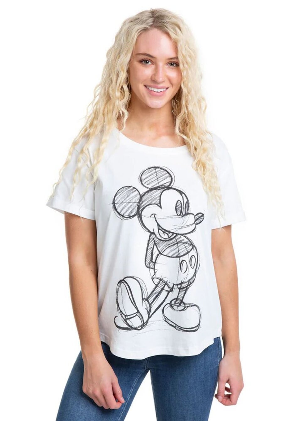 Disney White/Black Mickey Mouse Sketch T-Shirt