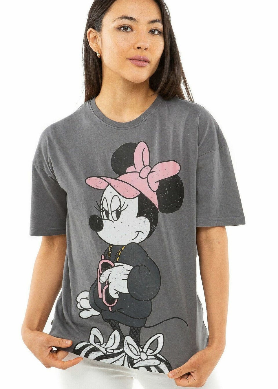 Disney Charcoal Grey Sassy Minnie Mouse Oversized T Shirt Matalan
