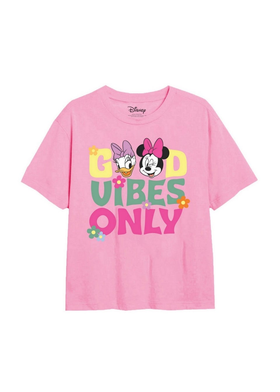 Disney Girls Pink Good Vibes Only Minnie Mouse T-Shirt (3-8yrs)