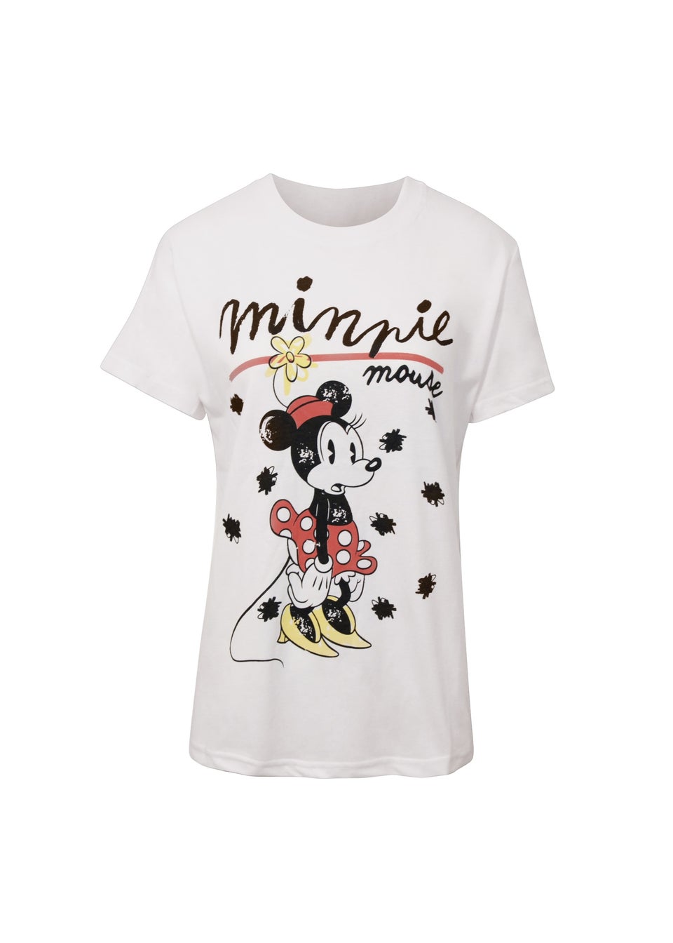 Disney White Minnie Mouse Scribble T-Shirt