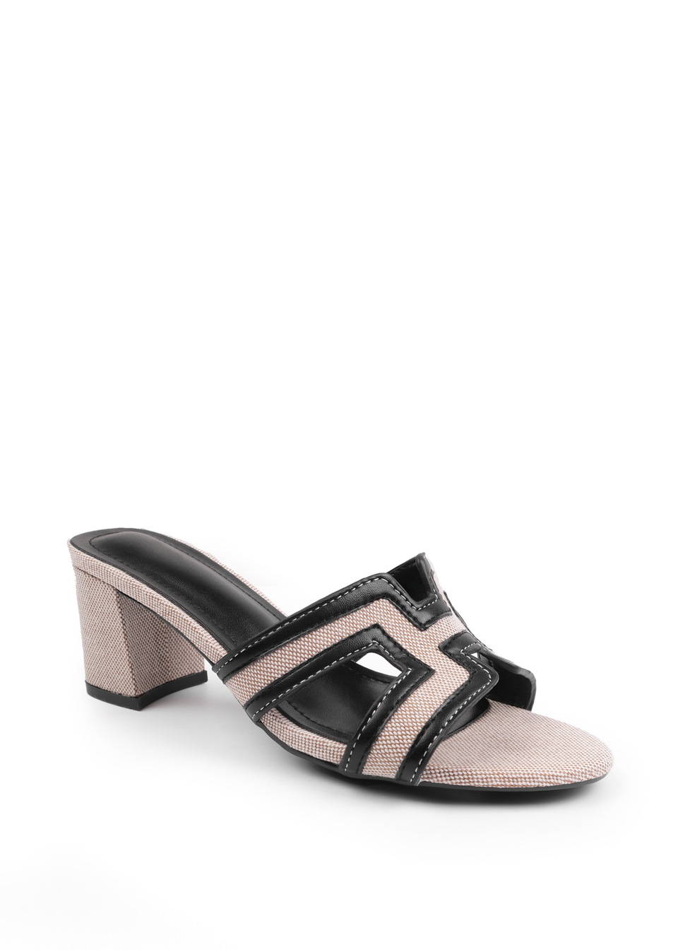Where's That From Black PU Drama Cut Out Strap Block Heel Sandals