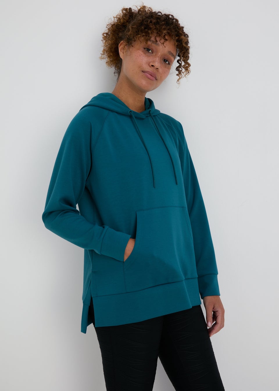 Souluxe Teal Longline Hoodie Matalan