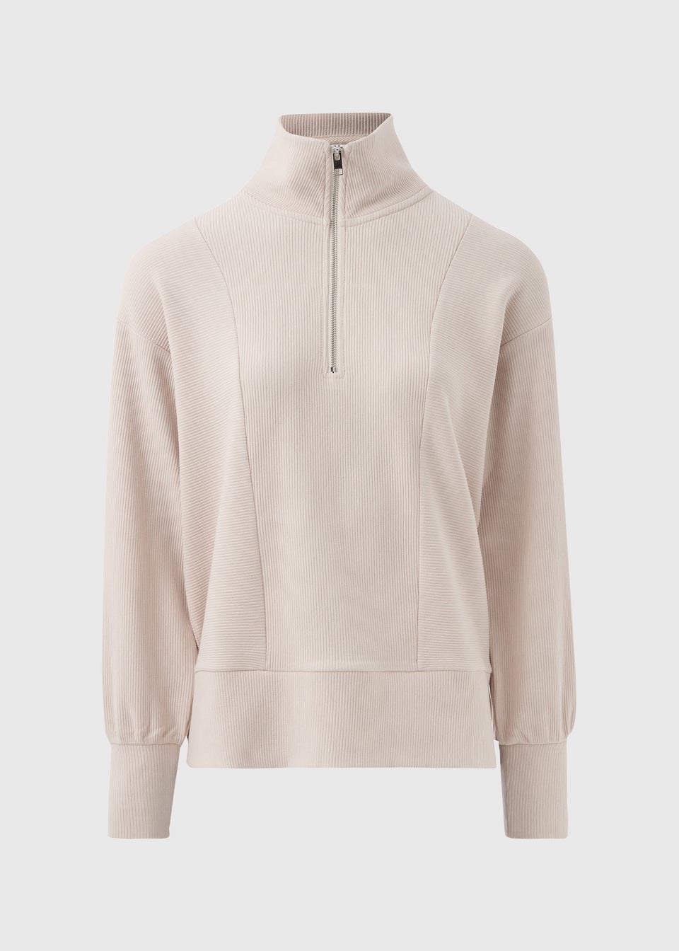 Souluxe Stone Ribbed Half Zip Jumper