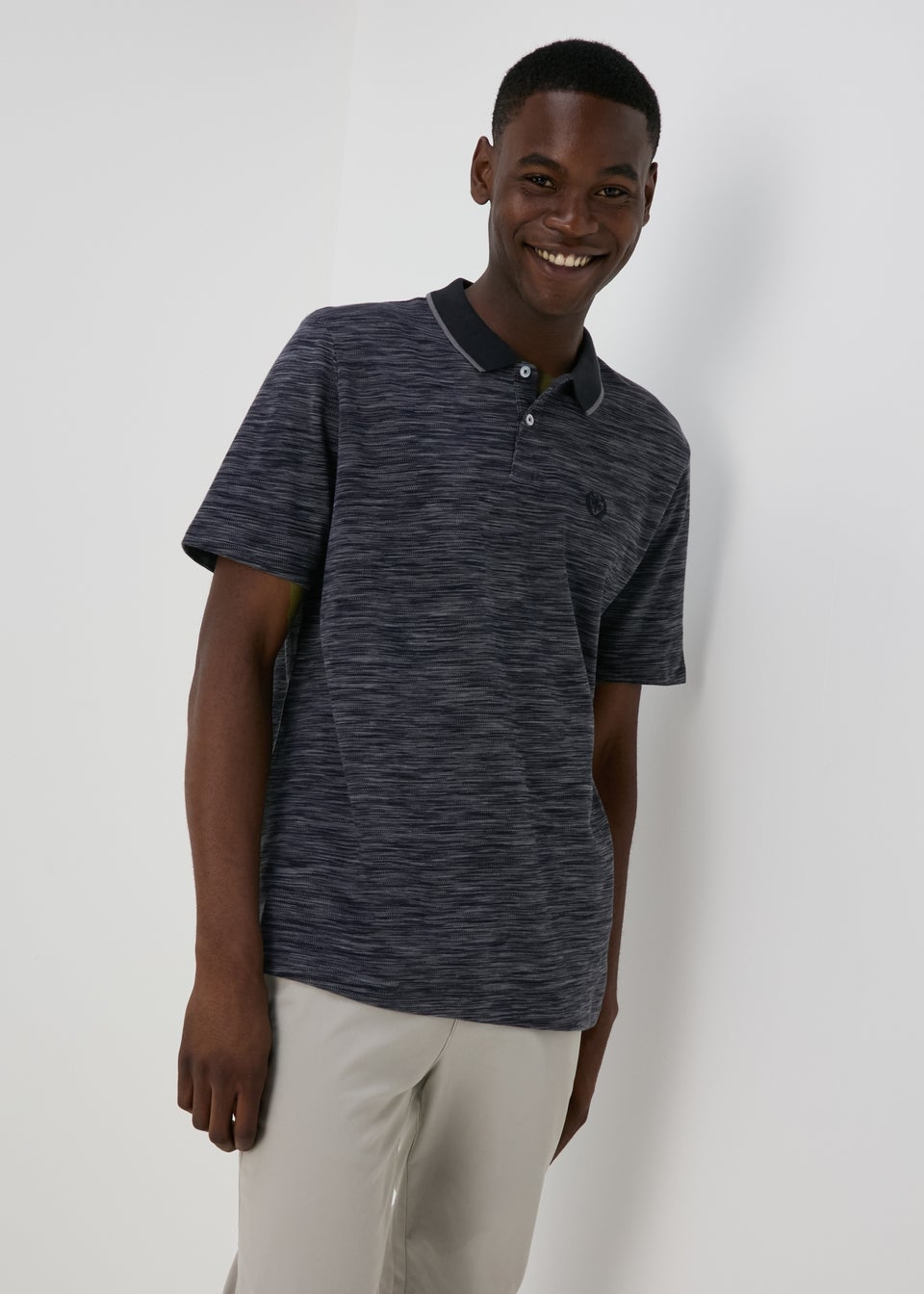 Black Space Dye Polo Shirt
