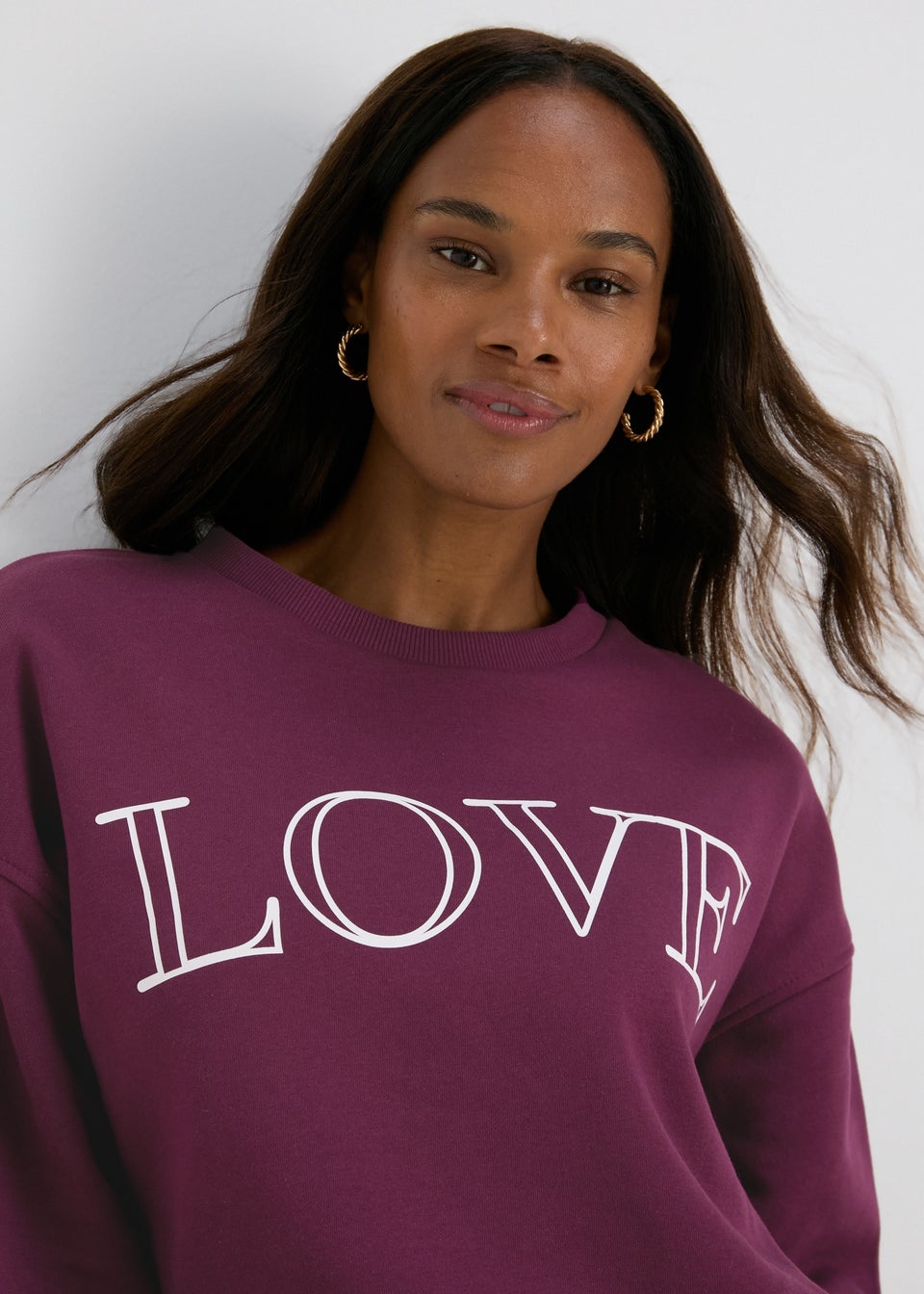 Burgundy Love Slogan Sweatshirt Matalan