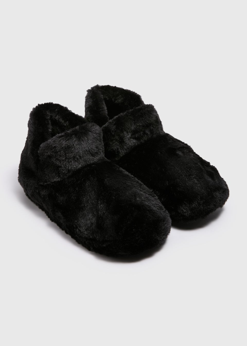 Black Fur Boot Slippers Matalan