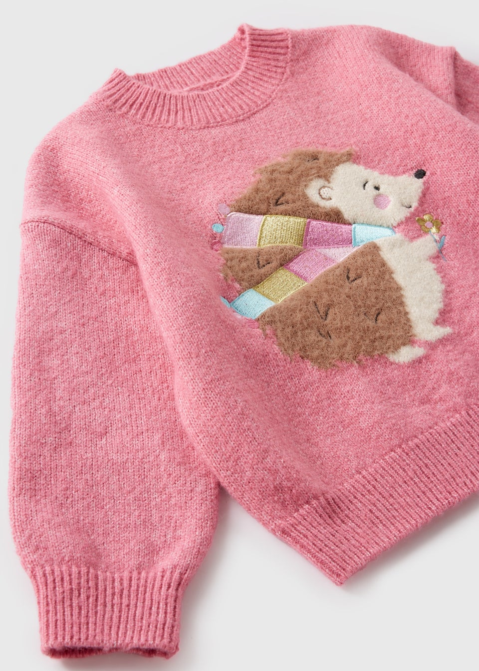 Girls Pink Hedgehog Knitted Jumper (1-7yrs)