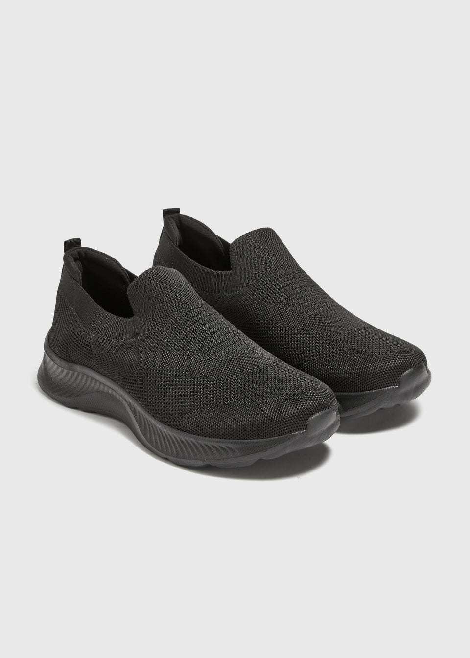 Black Knit Slip On Trainers Matalan