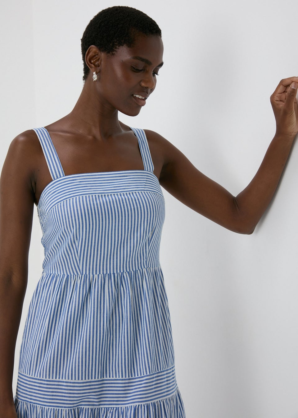Blue Stripe Tiered Maxi Dress Matalan
