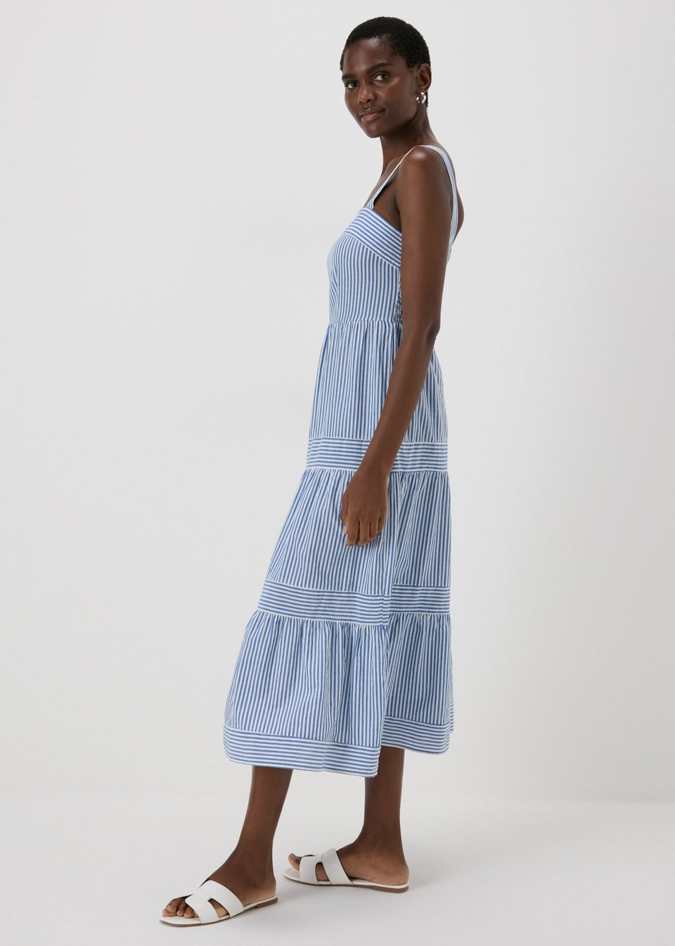 Striped tiered maxi dress discount