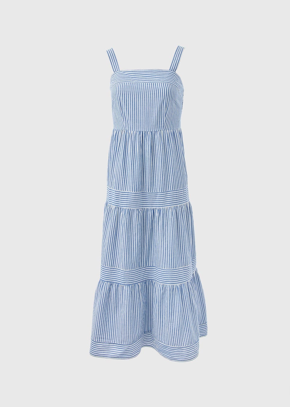 Blue Stripe Tiered Maxi Dress