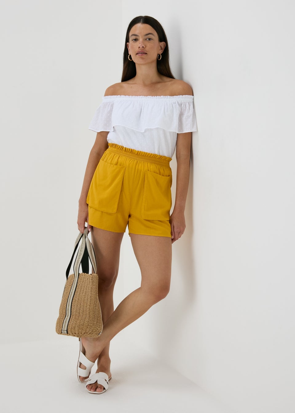 White Spot Print Bardot Top Matalan
