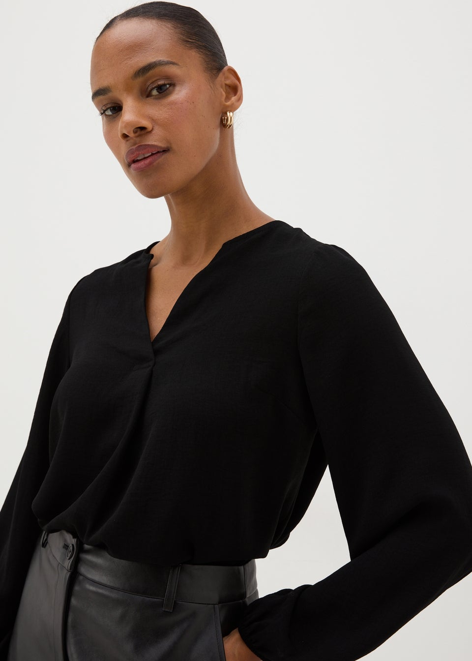 Black V-Neck Blouse