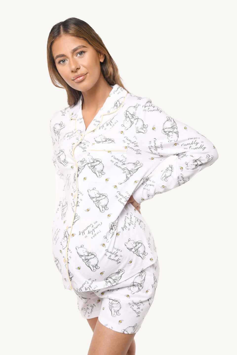 Winnie The Pooh  Ladies White Maternity Pyjama