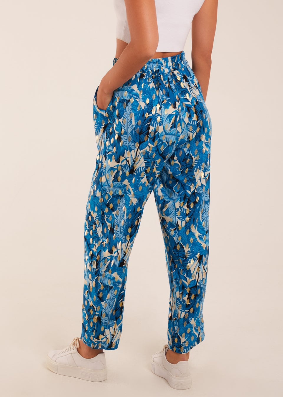 Blue Vanilla Blue Foil Detail Capri Trousers
