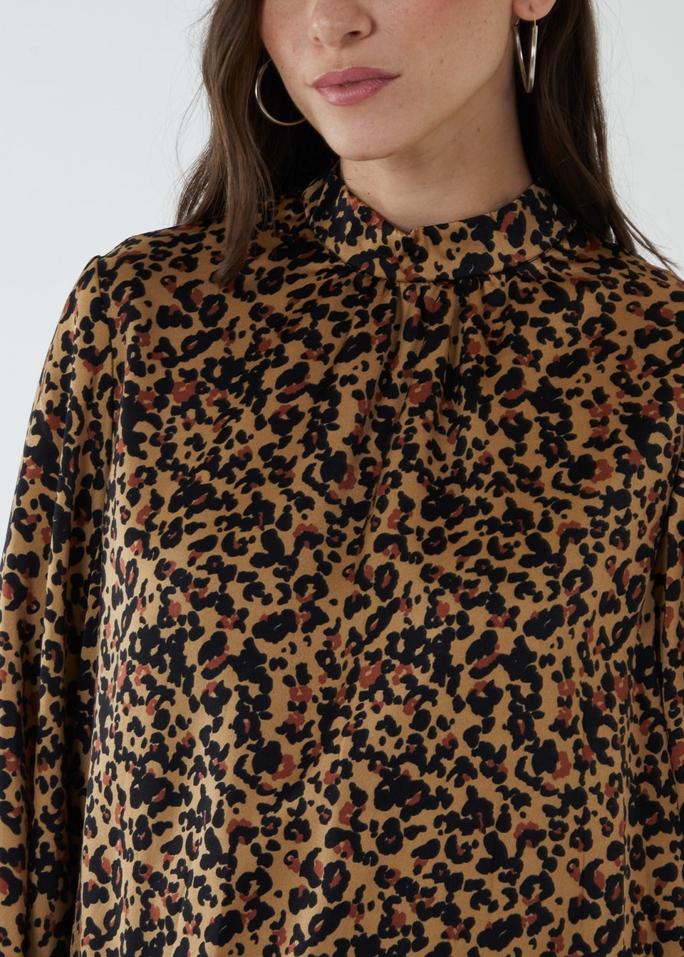Blue Vanilla Brown Satin Blouson Top