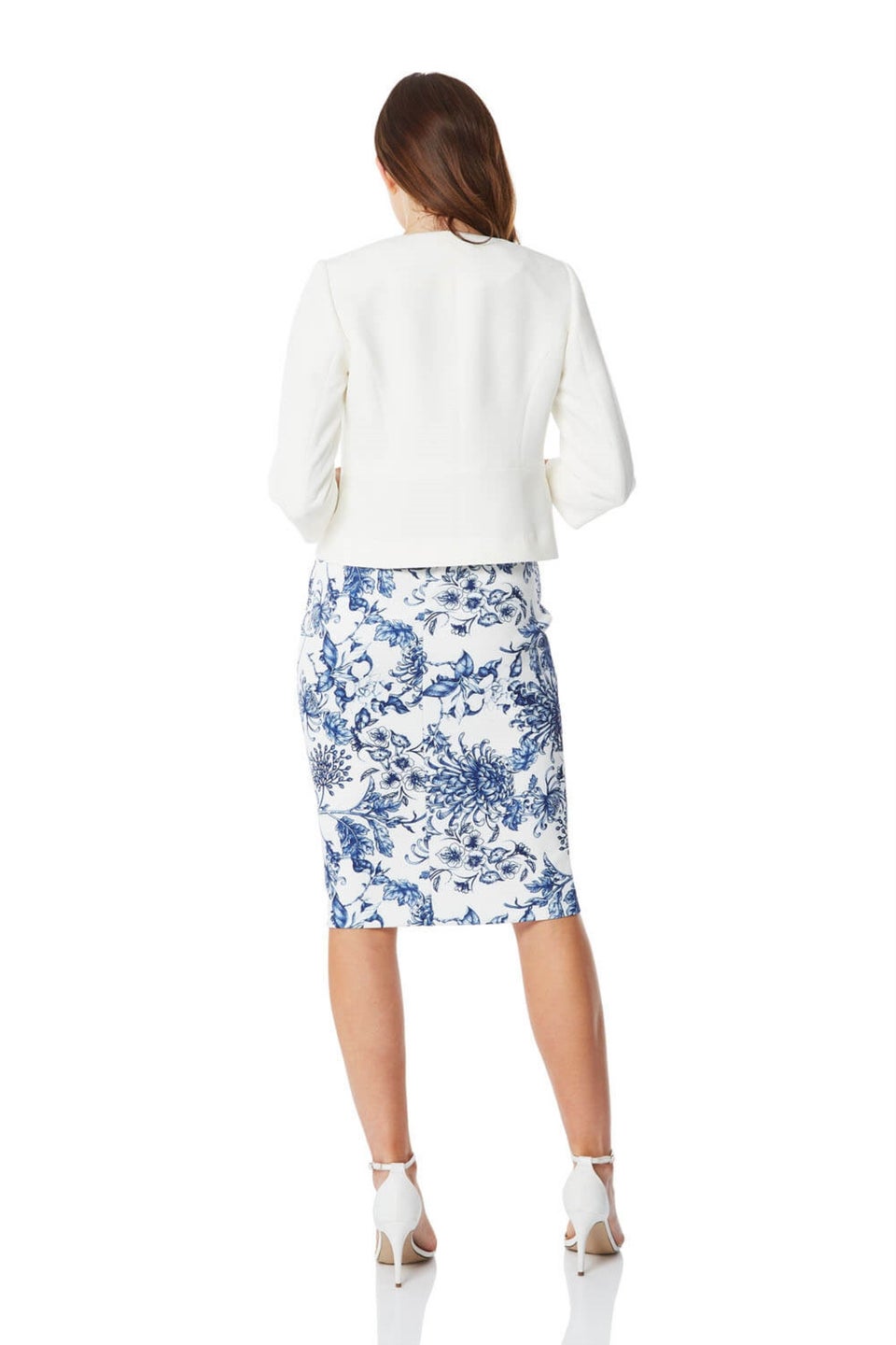 Roman Ivory Cropped Bolero Tailored Jaquard Jacket Wedding Shrug Fitted Blazer