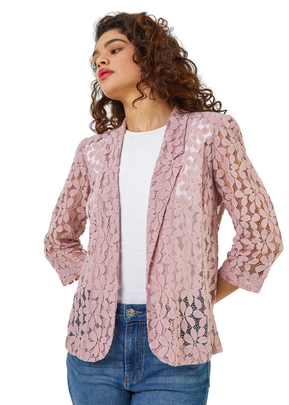 Roman Rose Pink Petal Lace Jacket