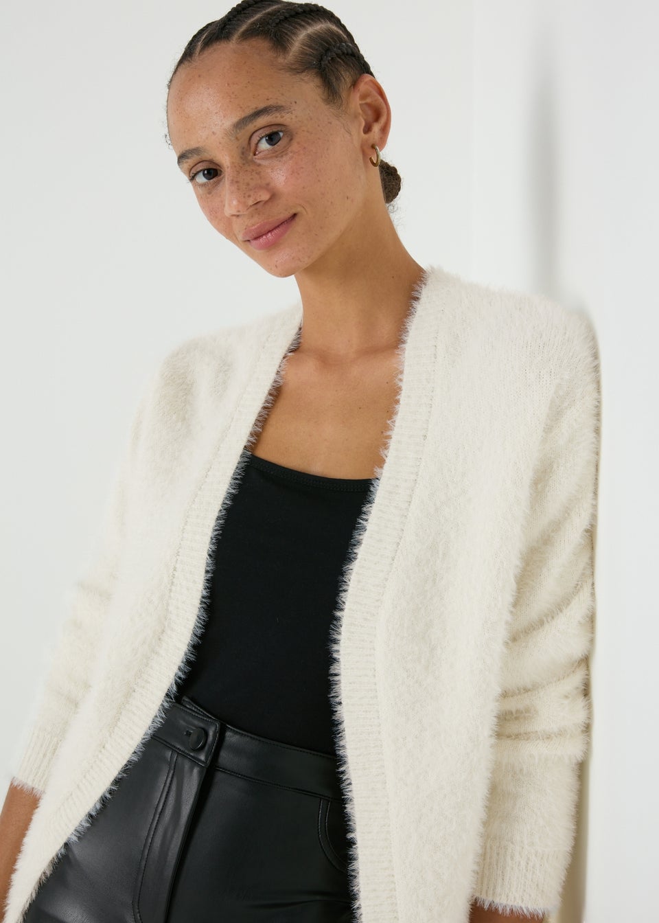 Ladies fluffy cardigans discount