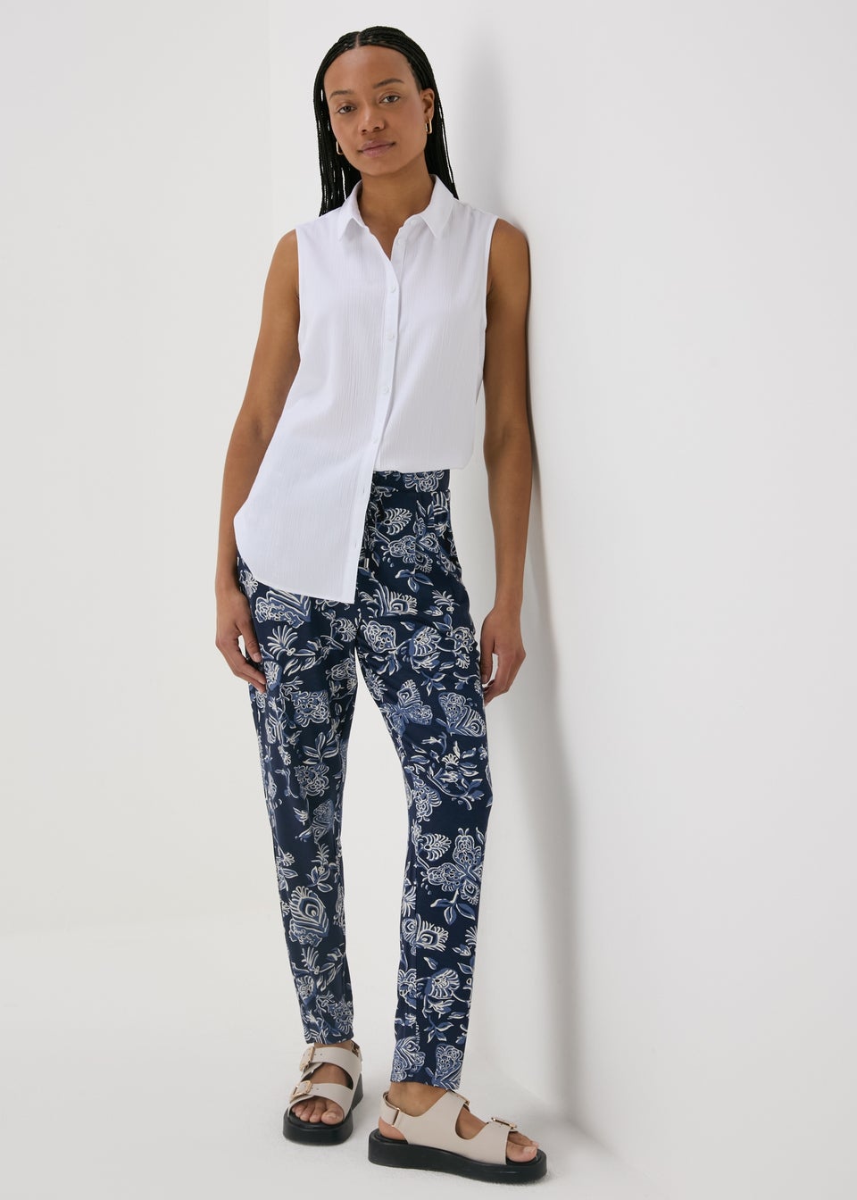 Navy Floral Harem Trousers Matalan